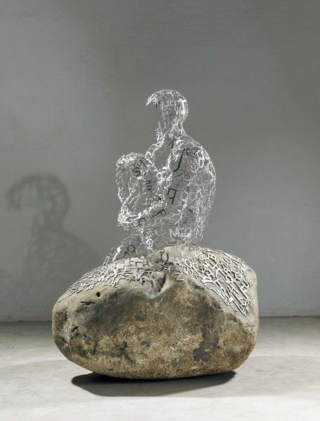 Jaume Plensa Ermite IV, 2011, acier inoxydable et pierre, 150 x 120 x 90 cm Courtesy galerie Lelong