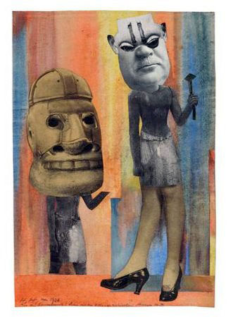 Hannah Hoch, Aus der Sammlung: Aus einem Ethnogra- phischen Museum Nr. IX., 1929, collage et aquarelle sur papier marouflé, 27,6 x 19 cm