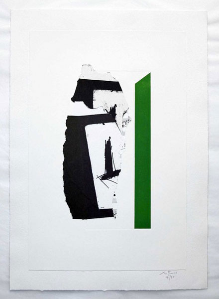Robert Motherwell(1915-1991) In White with Green Stripe, 1987 Courtesy LESLIE SACKS FINE ART