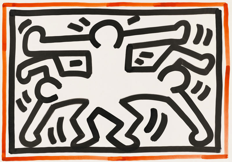 Keith Haring Untitled, 8.8.88 ink on paper 70 x 100 cm / 27,6 x 39,4 in. Courtesy Opera Gallery Paris