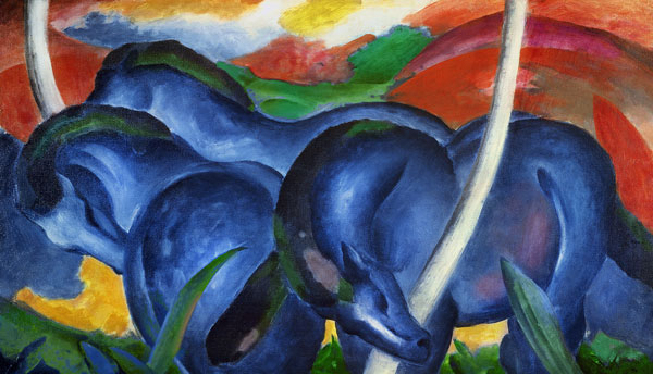 Franz Marc Les grands chevaux bleus, 1911 Huile sur toile, 105 x 181 cm Collection Walker Art Center, Minneapolis, don de la T.B. Walker Foundation, Gilbert M. Walker Fund, 1942