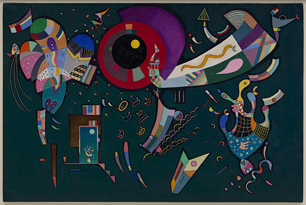 Vasily Kandinsky Autour du cercle, mai–août 1940 Huile et émail sur toile 96,8 x 146 cm Solomon R. Guggenheim Museum, New York, Collection fondatrice Solomon R. Guggenheim 49.1222 © VEGAP, Bilbao, 2016