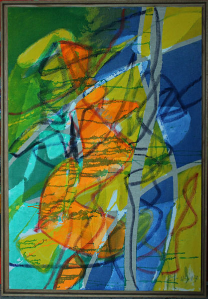 Hector Saunier acrylique et huile sur toile 116 x 79 cm