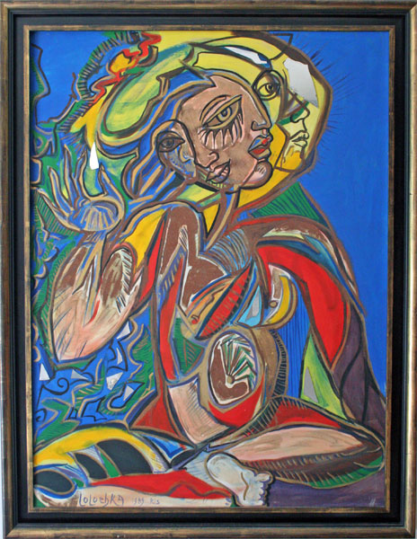 Lolochka huile sur toile de 1989 Boudha 130 x 97 cm