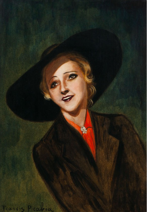 Picabia Portrait d'Yvonne Printemps, 1943  Huile sur panneau 76 x 53 cm 