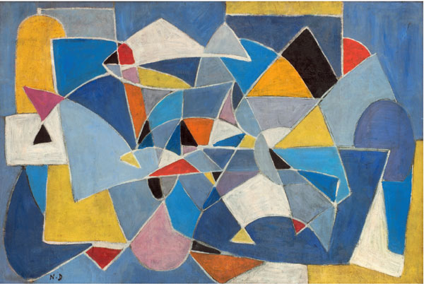 Natalia Dumitresco, Sans titre, c.1948, huile sur toile, 130 x 190 cm (bleu)