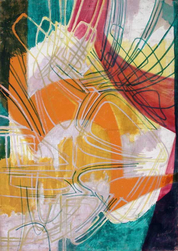 Stanley William Hayter, Composition, 1956, huile sur toile, 82 x 64 cm