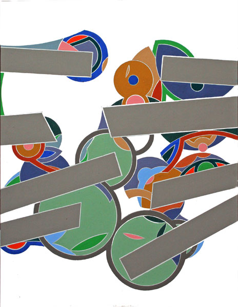 John Harrison Levee (1924-2017)  de 1975 acrylique sur panneau carton  dimensions 65 x 50 cm  -  Signé en bas à droite du monogramme JL et daté 75 contresigné au dos intitulé IDEA XXIII et daté 1975