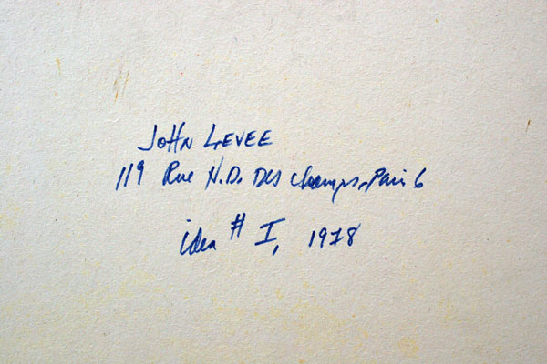 John Harrison Levee acrylique sur carton dimensions 65 x 50 cm signée du monogramme JL et datée 78 en bas à gauche contresignée au dos intitulée idea I - 1978