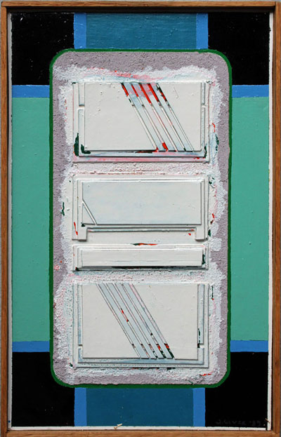 John Harrison Levee  "JUNE II", 1989. Technique mixte sur panneau dimensions 37,5 x 23,5 cm. (14,8 x 9,3 inches)