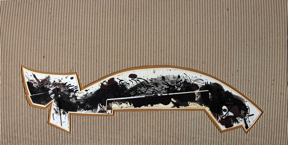 John Harrison Levee (1924-2017)  technique mixte sur panneau de 1997 laque acrylique, encre et collage dimensions 30 x 60 cm ( 18,6 x 19,8 in.) contresignée, datée et titrée au dos Novembre I - 1997  John Harrison Levee (1924-2017) mixed media on panel from 1997 acrylic lacquer, ink and collage dimensions 30 x 60 cm (11,85 x 23,7 in.) countersigned, dated and titled on verso November I - 1997