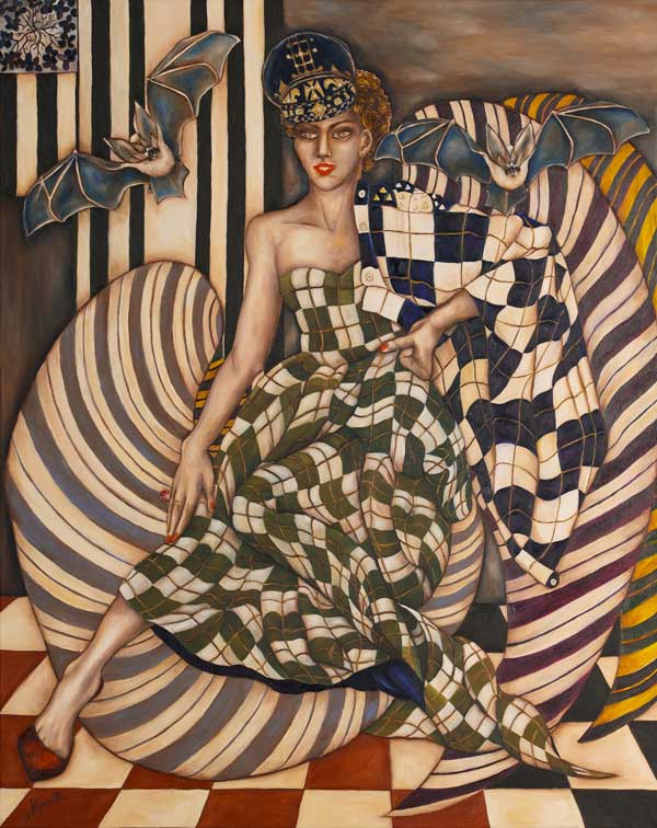 Aude Allonville Huile sur toile : 91 cm x 73 « L' Ange Bleue »