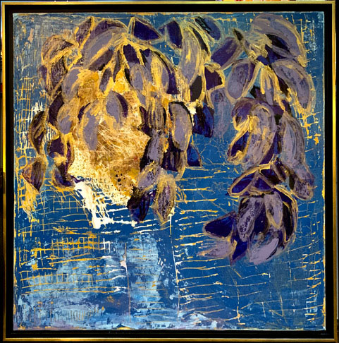 Diane Sloor les fleurs perdues huile sur toile 100 x 100 cm Collection Privée