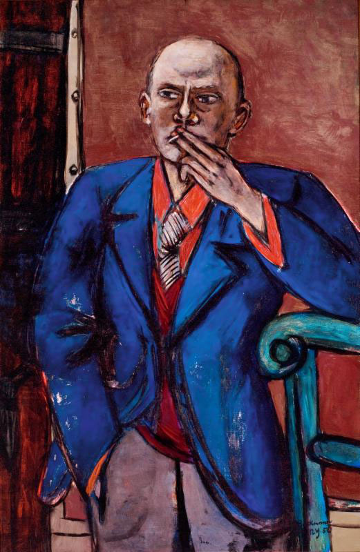 Max Beckmann (German, Leipzig 1884-1950 New York). Self-Portrait in Blue Jacket, 1950. Oil on canvas. Saint Louis Art Museum, Bequest of Morton D. May. SL.9.2016.24.1, © 2016 Artists Rights Society (ARS), New York / VG Bild-Kunst, Bonn