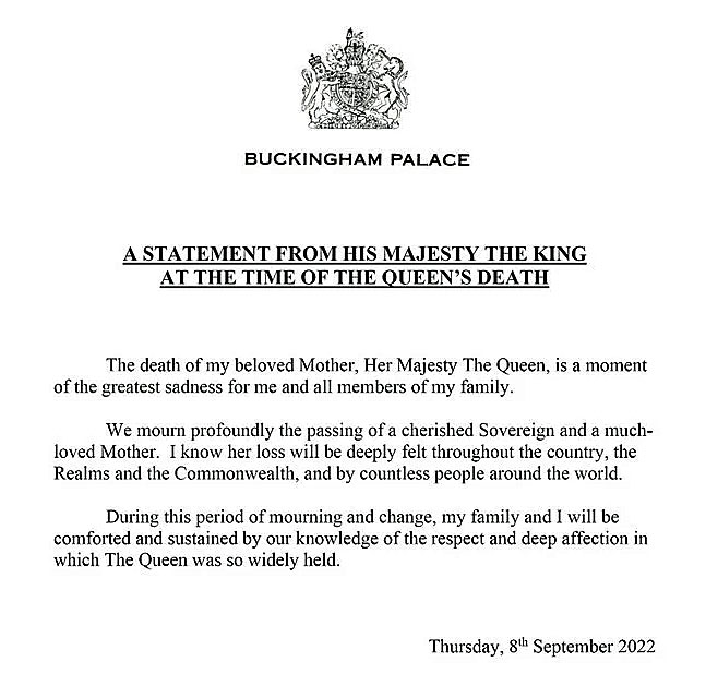 Déclaration Buckingham Palace