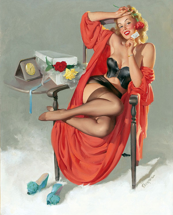 Gil Elvgren, Hope He Mrs. Me, huile sur toile, 1949,  pour un calendrier Brown & Bigelow. © Heritage Auctions/HA.com