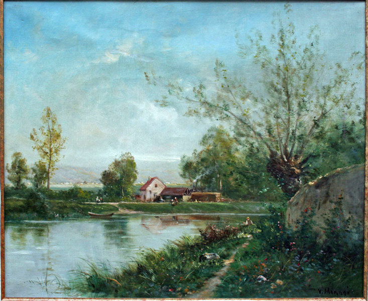 Vincent MANAGO (1880-1936) huile sur toile signée en bas à droite dimensions de la toile 54 x 65 cm, paysage au bord de l'eau. 